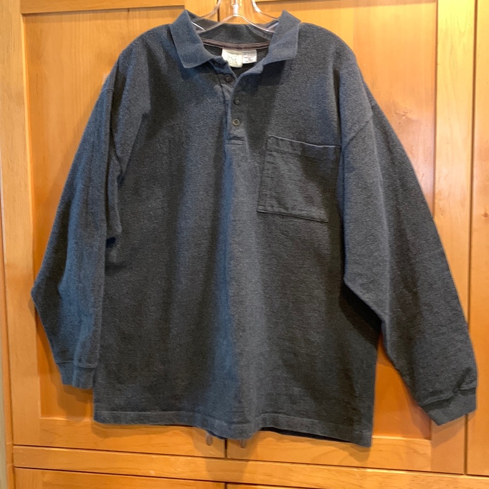 Field Gear Mens long sleeve polo shirt. Dark gray, XL. Very good condition